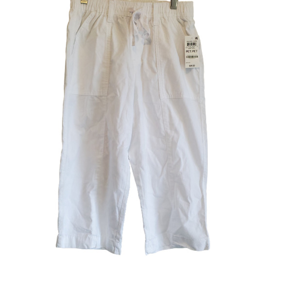 NWT Karen & Scott Women's White Petite Woven Drawstring Capri Pants Size PP - Picture 1 of 8